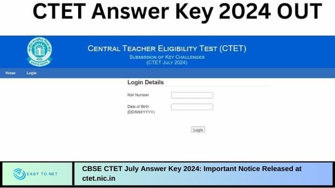 CBSE CTET July Answer Key 2024