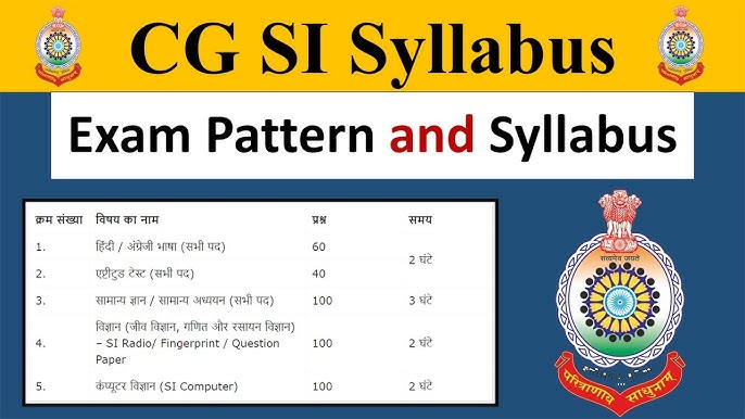 CG Police SI Syllabus 2025 Hindi Exam Pattern Guide